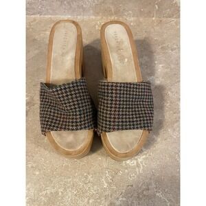 VERONICA BEARD HANNALEE TWEED PLATFORM CLOG HEELED SANDALS SIZE 8.5